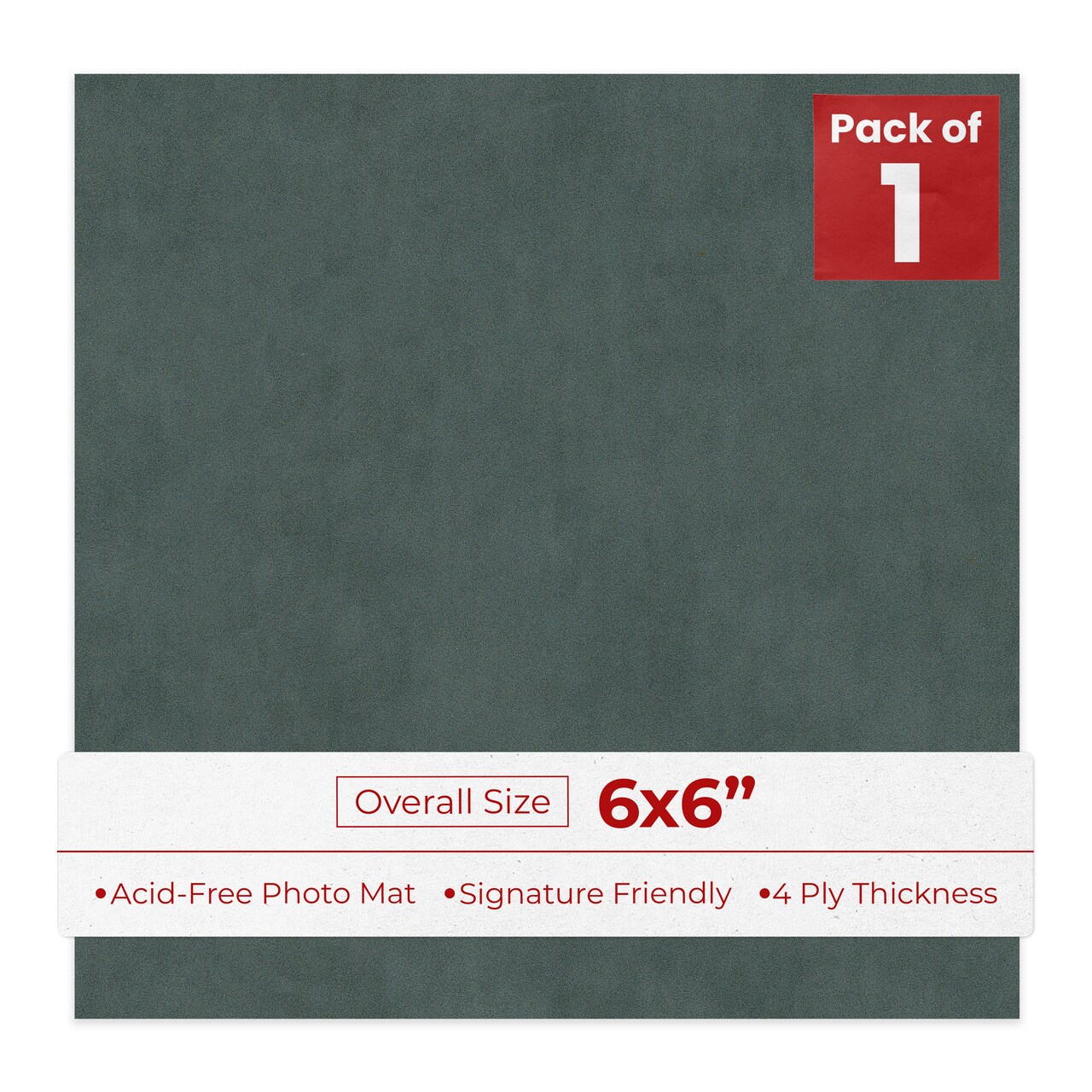 Dark Grey Suede 6x6 Uncut Mat Board - Blank Sheet, No Opening